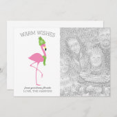 Kerstkaart met Roze Flamingo (Voorkant / Achterkant)