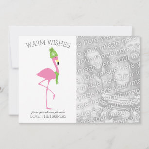 Kerstkaart met Roze Flamingo
