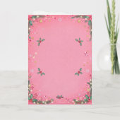 Kerstkaart met roze kerstlint kaart (Achterkant)