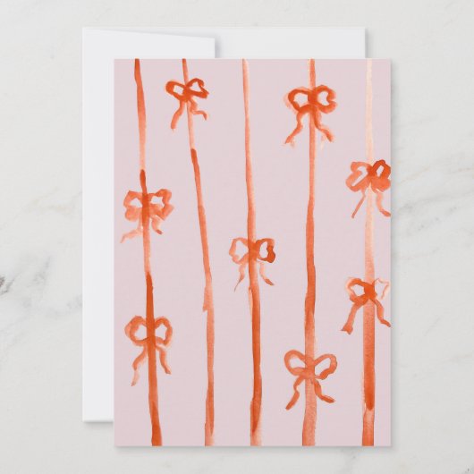 Kerstkaart met roze lint kaart (Achterkant)