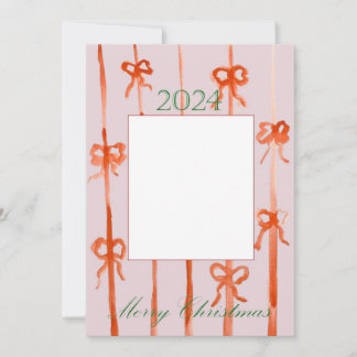 Kerstkaart met roze lint kaart
