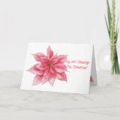 Kerstkaart met roze poinsettia bedankkaart (Voorkant)