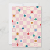 Kerstkaart met roze schaakbordpatroon 'Merry & Bri Kaart (Achterkant)