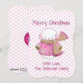 Kerstkaart met Roze Sneeuwman (Voorkant / Achterkant)