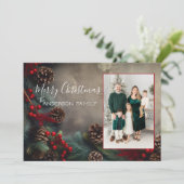 Kerstkaart met rustieke dennenappel (Staand voorkant)