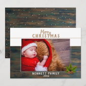 Kerstkaart met rustieke houten dennenboom (Voorkant / Achterkant)