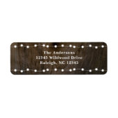 Kerstkaart met Rustieke Kerstverlichting Adres Etiket (Voorkant)