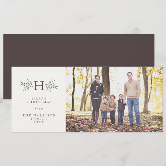 Kerstkaart met rustieke monogram (Voorkant / Achterkant)