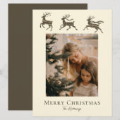 Kerstkaart met rustieke ruit Santa's rendier (Voorkant / Achterkant)