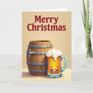 Kerstkaart met rustieke ton kaart