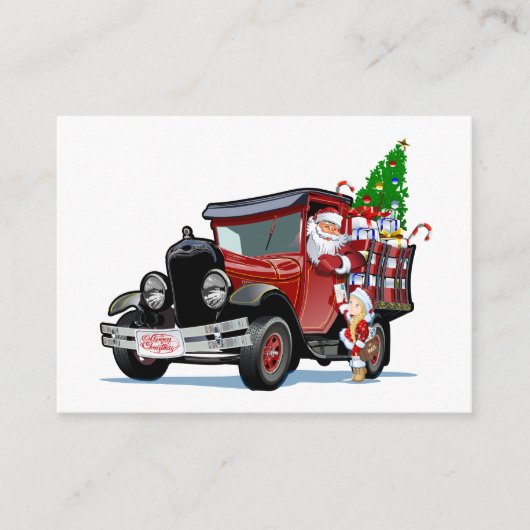 Kerstkaart met Santa en Sneeuw Maiden-Postman Informatiekaartje (Voorkant)