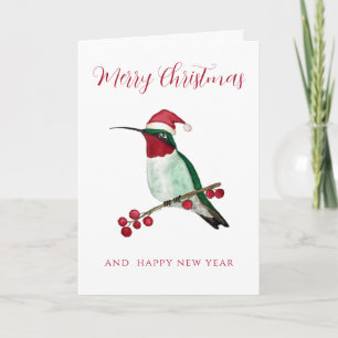 Kerstkaart met Santa Kolibrie Feestdagen Kaart