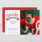 Kerstkaart met Santa Paws komt naar de stad (Voorkant / Achterkant)