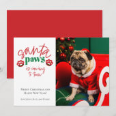 Kerstkaart met Santa Paws voor huisdieren (Voorkant / Achterkant)