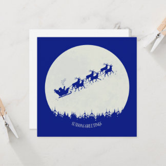 Kerstkaart met Santa & Zijn Rendieren in vlakke st Kaart