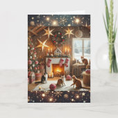 Kerstkaart met Scandinavisch thema met katten Bedankkaart (Voorkant)