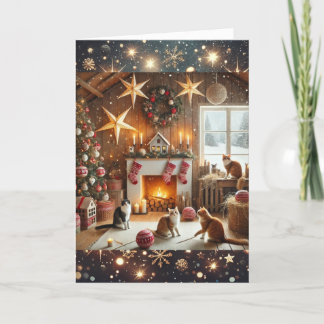 Kerstkaart met Scandinavisch thema met katten Bedankkaart