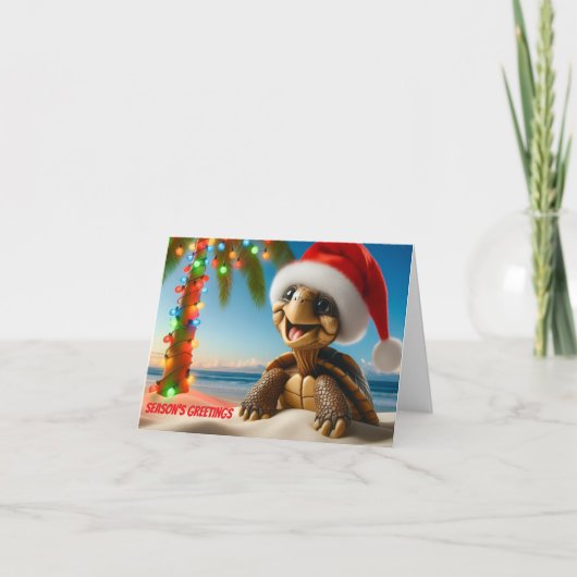 Kerstkaart met schildpad bedankkaart (Voorkant)