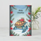 Kerstkaart met Schildpad in Vlakke Compositie (Staand voorkant)