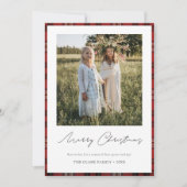 Kerstkaart met Schotse rand/achterkant Gelukkig Ke (Voorkant)