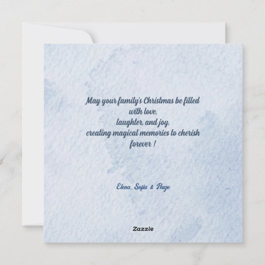 Kerstkaart met sfeervol Kerstplezier, Sneeuwman en (Achterkant)