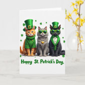 Kerstkaart met Shamrock Cats Kaart (Gele Bloem)