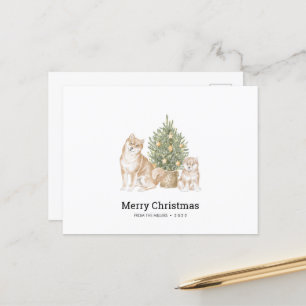KerstKaart met Shiba Inu Dog Family Briefkaart