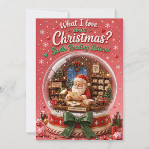 Kerstkaart met Sinterklaas die brieven leest in sn Kaart
