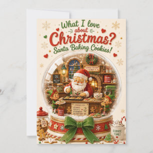 Kerstkaart met Sinterklaas die koekjes bakt in een Kaart