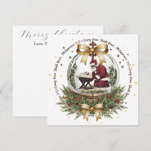 Kerstkaart met Sinterklaas & Kribbe met Schriftuur (Voorkant / Achterkant)