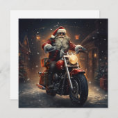 Kerstkaart met Sinterklaas op een motorfiets (Voorkant / Achterkant)