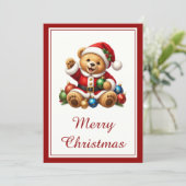 Kerstkaart met Sinterklaas Teddbeer (Staand voorkant)