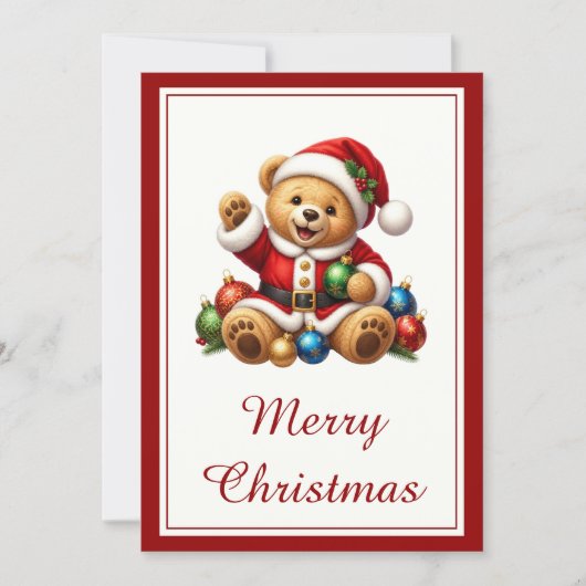 Kerstkaart met Sinterklaas Teddbeer (Voorkant)