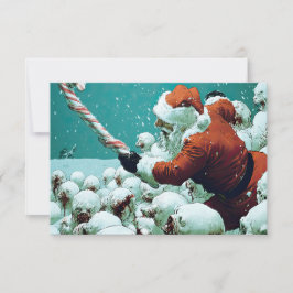 Kerstkaart met Sinterklaas tegen Sneeuwmannen Kaart