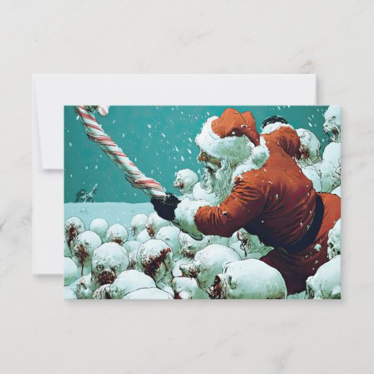 Kerstkaart met Sinterklaas tegen Sneeuwmannen Kaart (Voorkant)