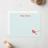 Kerstkaart met sneeuw en kardinaal notitiekaartje (Voorkant / Achterkant in situ)