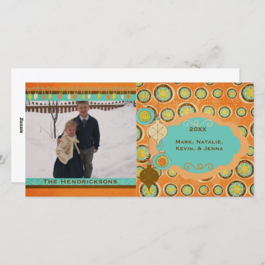 Kerstkaart met Sneeuwbal Gril Kerst Foto (Voorkant / Achterkant)