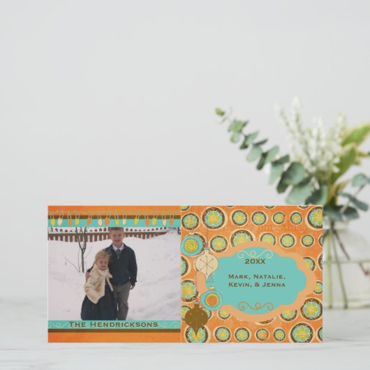 Kerstkaart met Sneeuwbal Gril Kerst Foto (Staand voorkant)