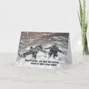 KERSTKAART met sneeuwengelen Bedankkaart