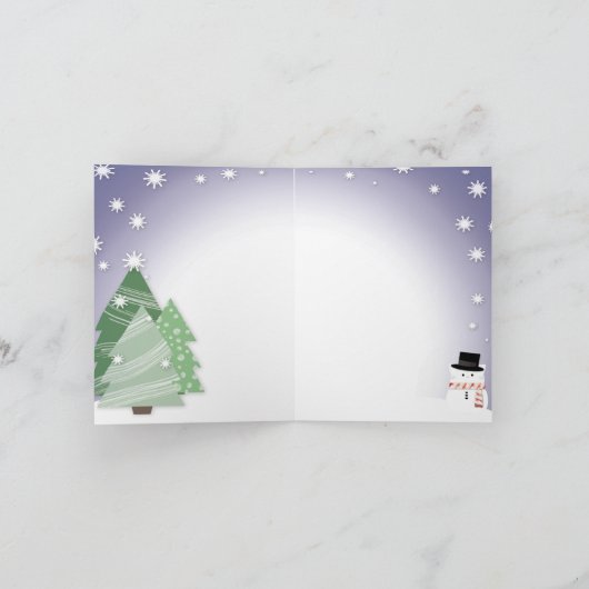 Kerstkaart met Sneeuwkat en Sneeuwman voor Kerstmi Feestdagen Kaart (Binnen)