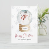 Kerstkaart met sneeuwman (Staand voorkant)