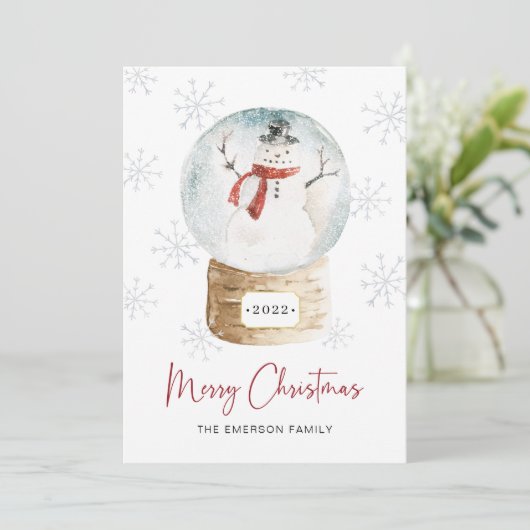 Kerstkaart met sneeuwman (Staand voorkant)