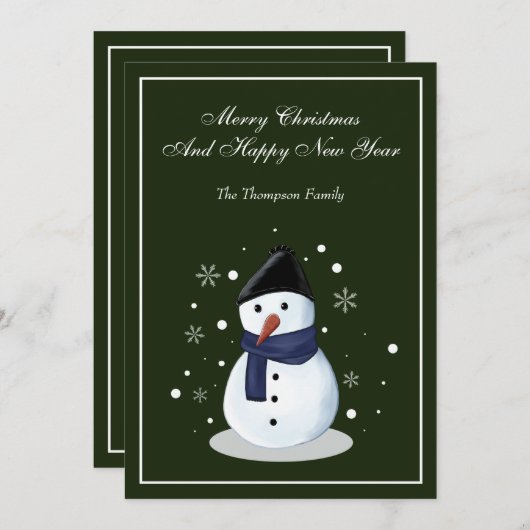 Kerstkaart met Sneeuwman (Voorkant / Achterkant)