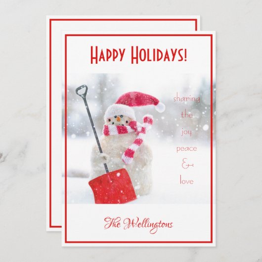 Kerstkaart met Sneeuwman (Voorkant / Achterkant)