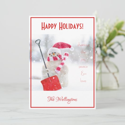 Kerstkaart met Sneeuwman (Staand voorkant)