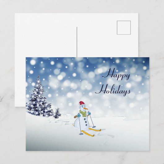 Kerstkaart met Sneeuwman Briefkaart (Voorkant / Achterkant)