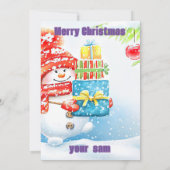 Kerstkaart met sneeuwman cadeau kaart (Achterkant)