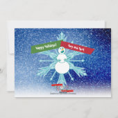 Kerstkaart met sneeuwman die lacht (Achterkant)