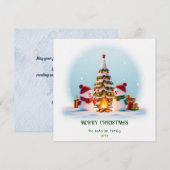 Kerstkaart met sneeuwman en kerstboom (Voorkant / Achterkant)