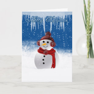 Kerstkaart met Sneeuwman in de Pluizige Feestdagen Kaart